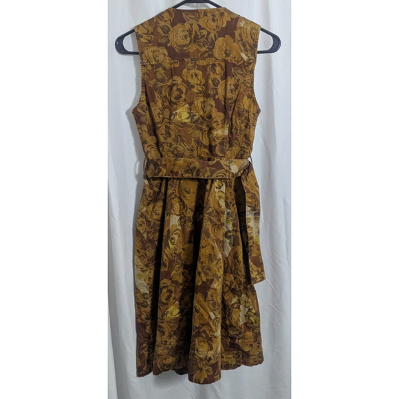 Anthropologie Moulinette Soeurs Brown Floral Rose Brassica Safari Dress Sz 0 J2 - Picture 5 of 5